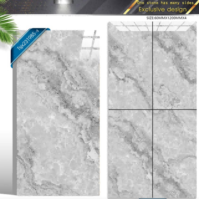 Grey color marble porcelain ceramic tiles for floor and wall 4 face