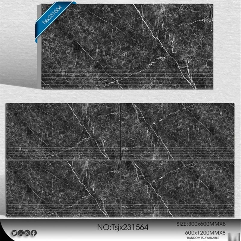 Glossy Marble Effect Stair Tile