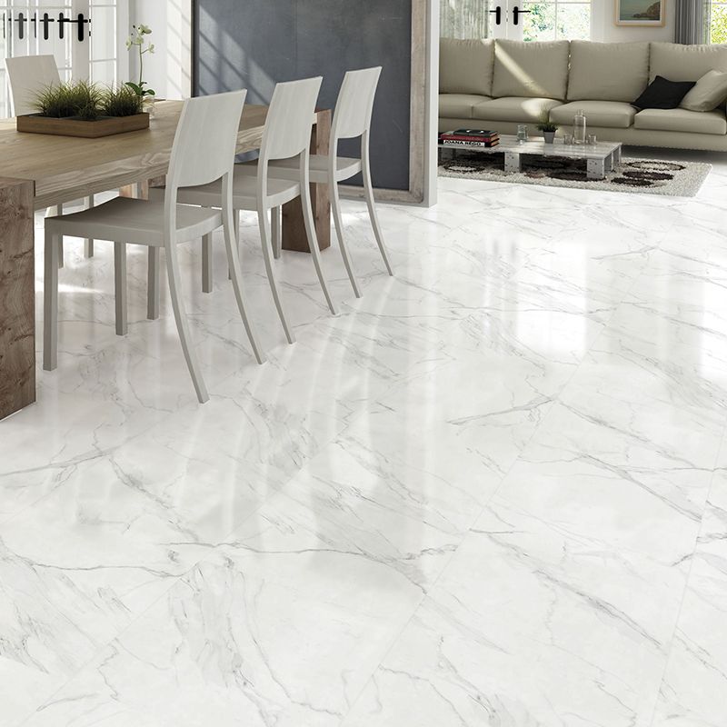 high gloss white marble effect tile