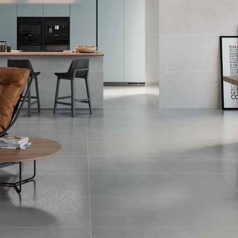Light grey floor tile interior style