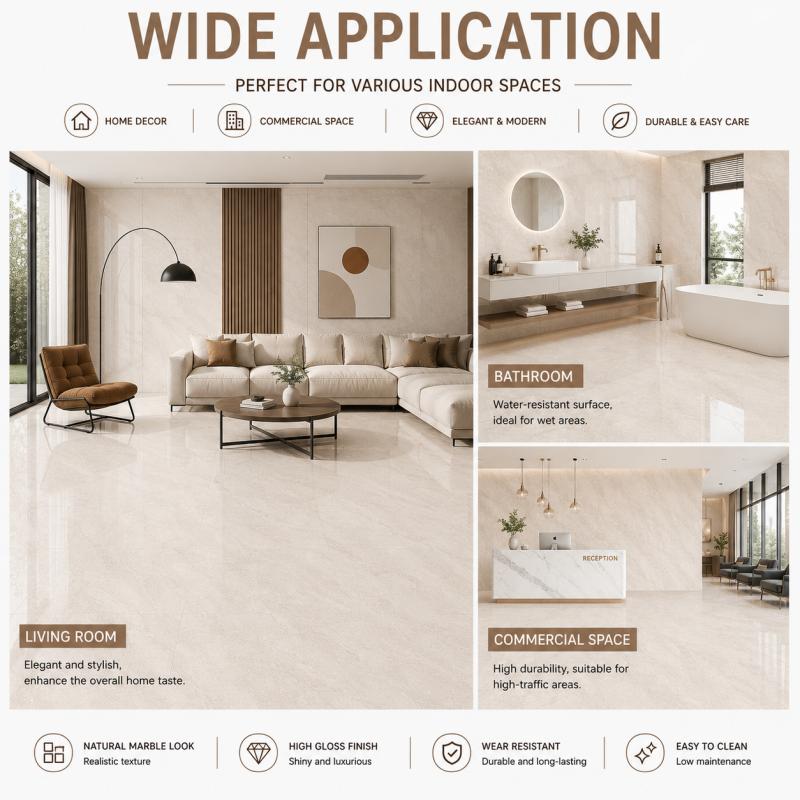High Quality Beige Polished Surface Tile