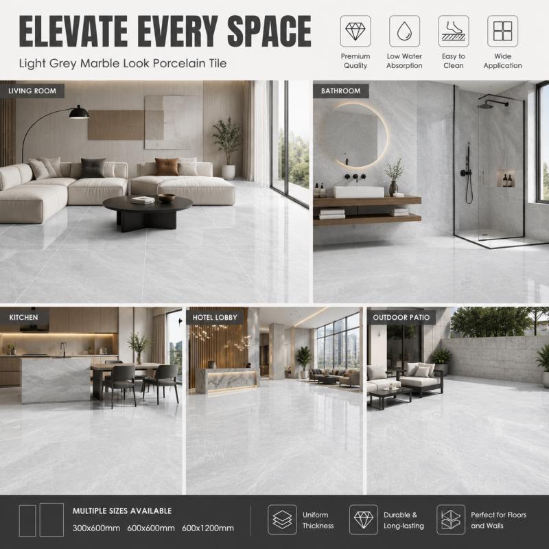 Large Format Grey Porcelain Tile