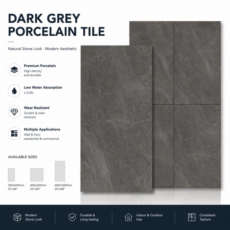 Factory Glossy Dark Grey Tile