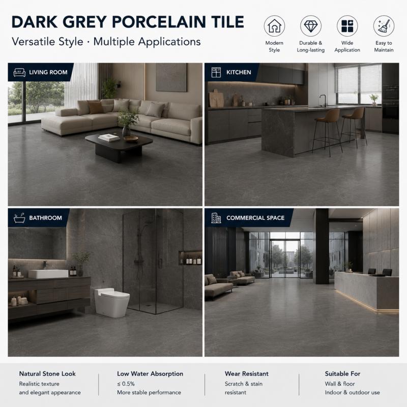 Dark Grey High Gloss Porcelain Tile
