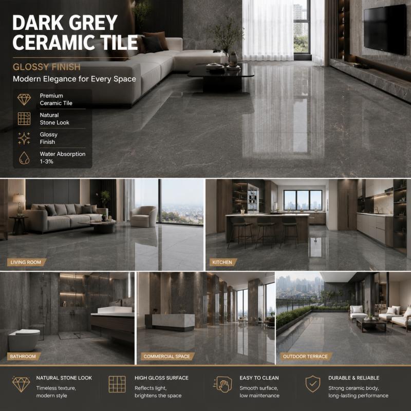 High Gloss Grey Interior Ceramic Tile