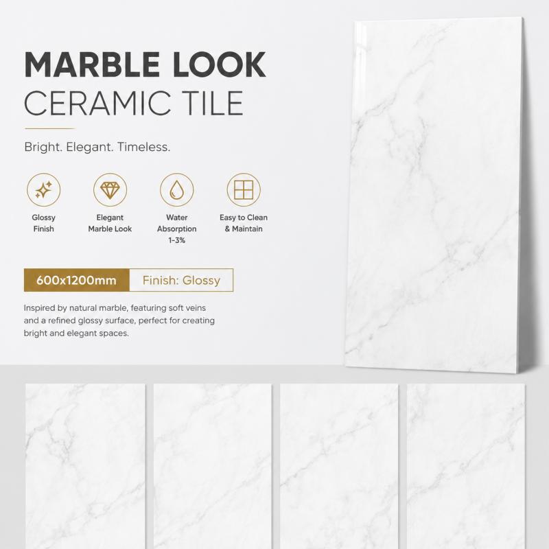 White Glossy Decorative Interior Tile
