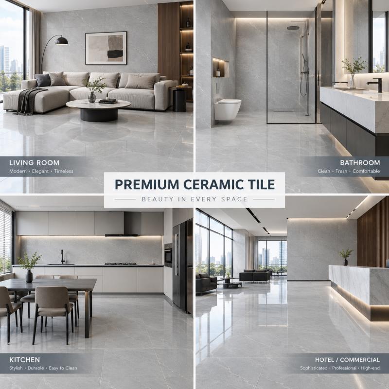Grey Stone Effect Floor Ceramic Tile