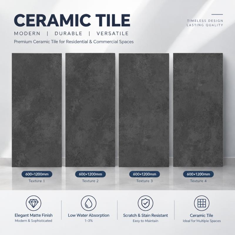 Dark Grey Textured Stone Ceramic Tile Dark Grey Textured Stone Ceramic Tile