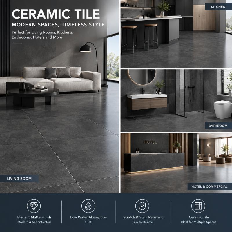 Large Size Dark Grey Matte Tile Large Size Dark Grey Matte Tile