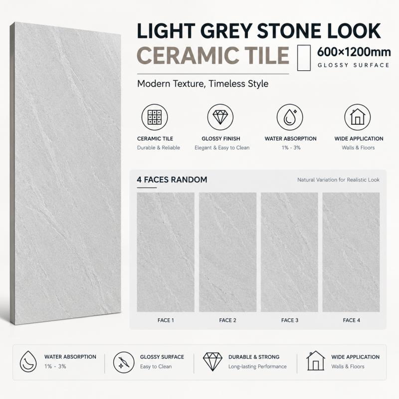 ODM Light Grey Stone Pattern Interior Tile ODM Light Grey Stone Pattern Interior Tile