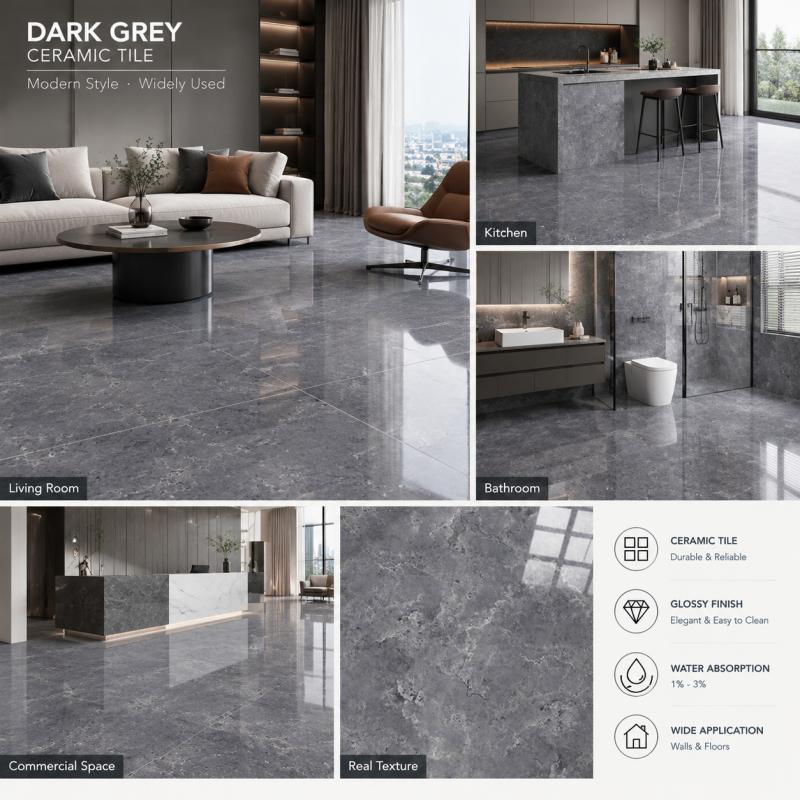 ODM Custom Glossy Grey Floor Tile